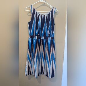 Banana Republic Blue and White Striped Midi Dress